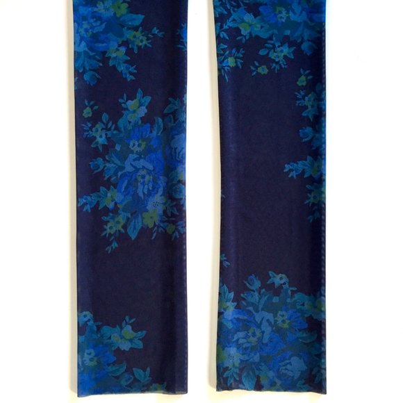 GANNI - Blue Floral Sheer Leggings - Sky Captain Printed Mesh - S - Picture 11 of 12